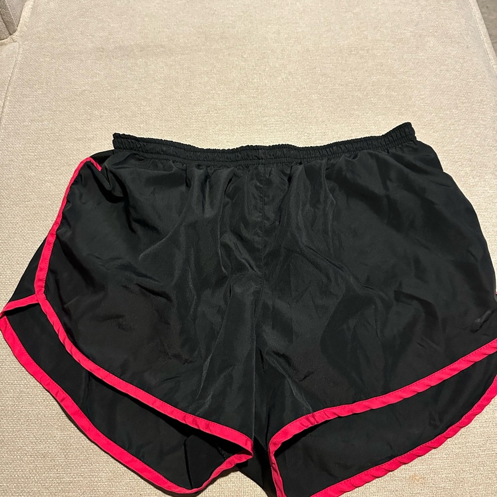 Marika Black Athletic Shorts with Pink Trim